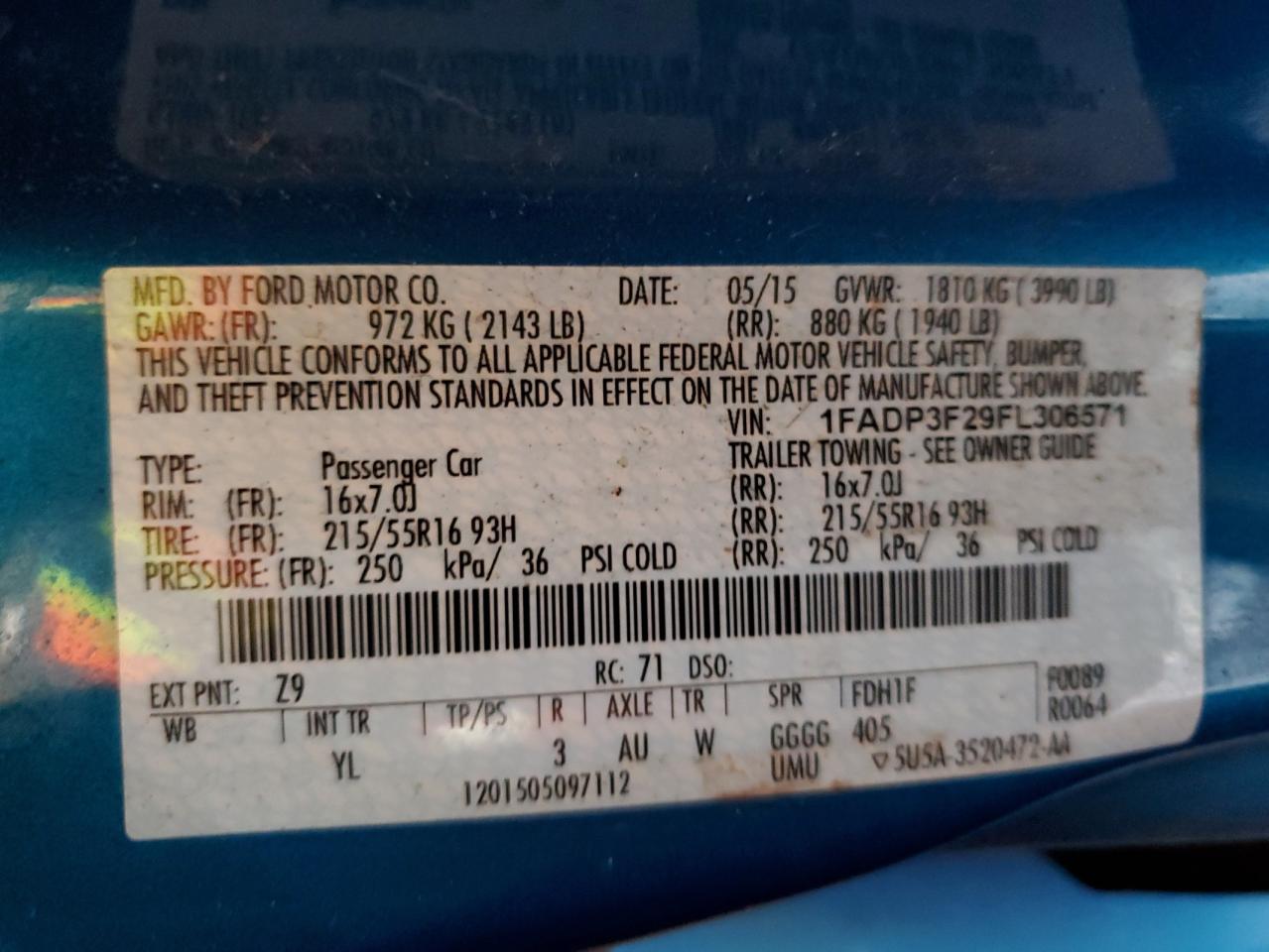 2015 Ford Focus Se VIN: 1FADP3F29FL306571 Lot: 82182815