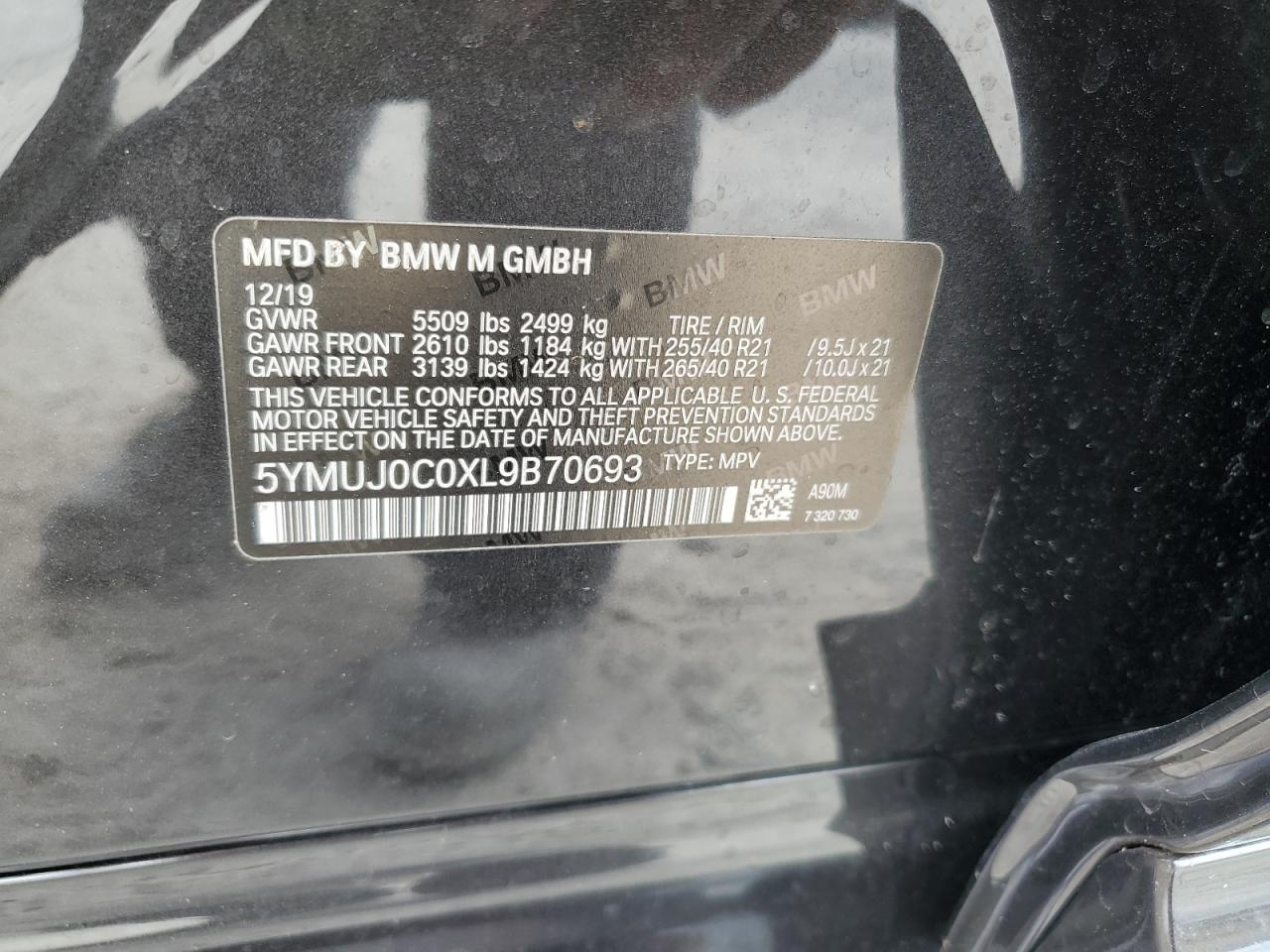 2020 BMW X4 M Competition VIN: 5YMUJ0C0XL9B70693 Lot: 84252645