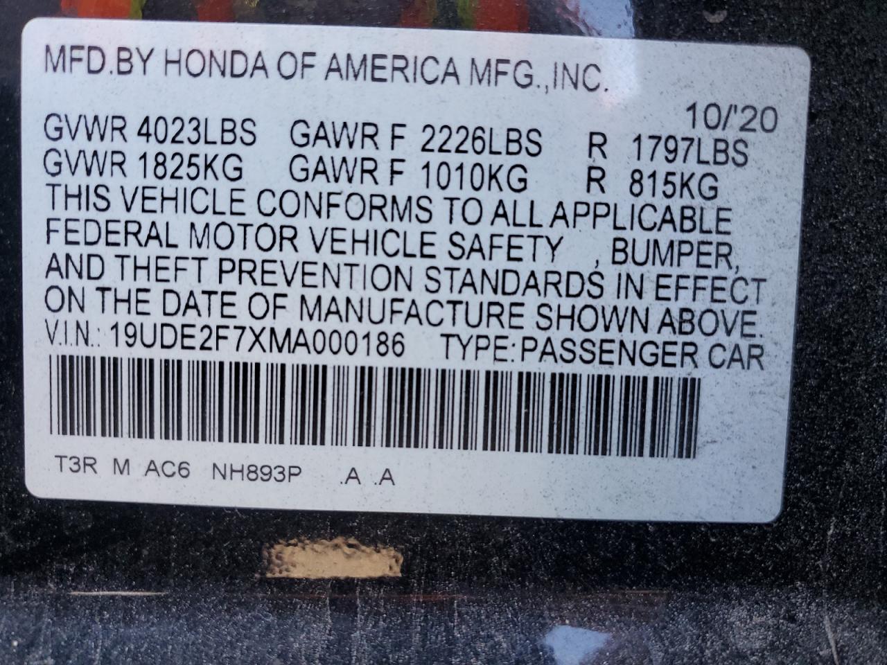 2021 Acura Ilx Premium VIN: 19UDE2F7XMA000186 Lot: 90308925