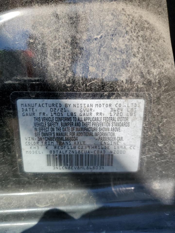 2021 Nissan Versa Sv VIN: 3N1CN8EV8ML868034 Lot: 85564555