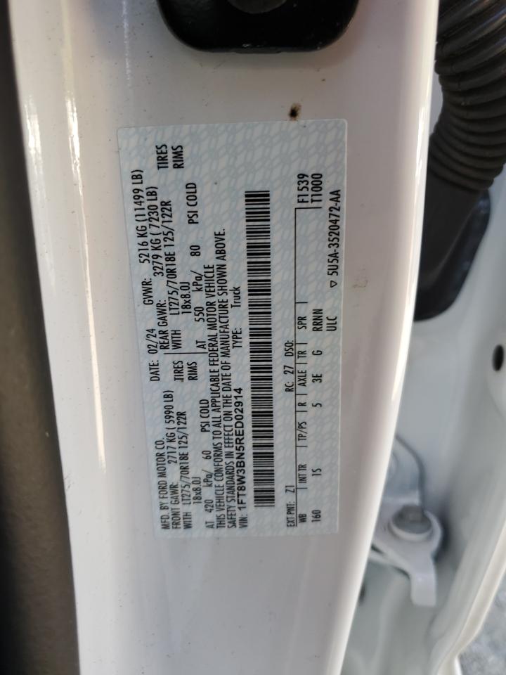 2024 Ford F350 Super Duty VIN: 1FT8W3BN5RED02914 Lot: 85559285