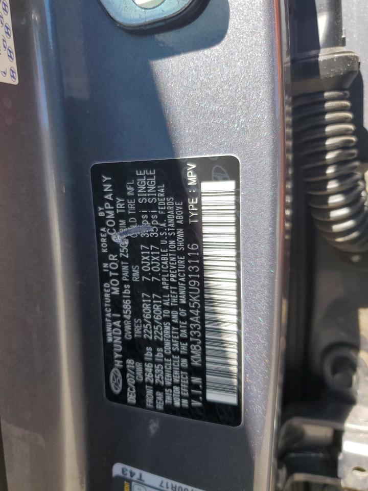 2019 Hyundai Tucson Limited VIN: KM8J33A45KU913116 Lot: 86141315