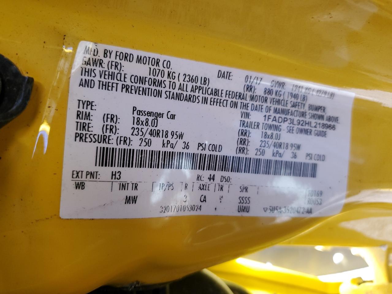 2017 Ford Focus St VIN: 1FADP3L92HL218966 Lot: 85910785