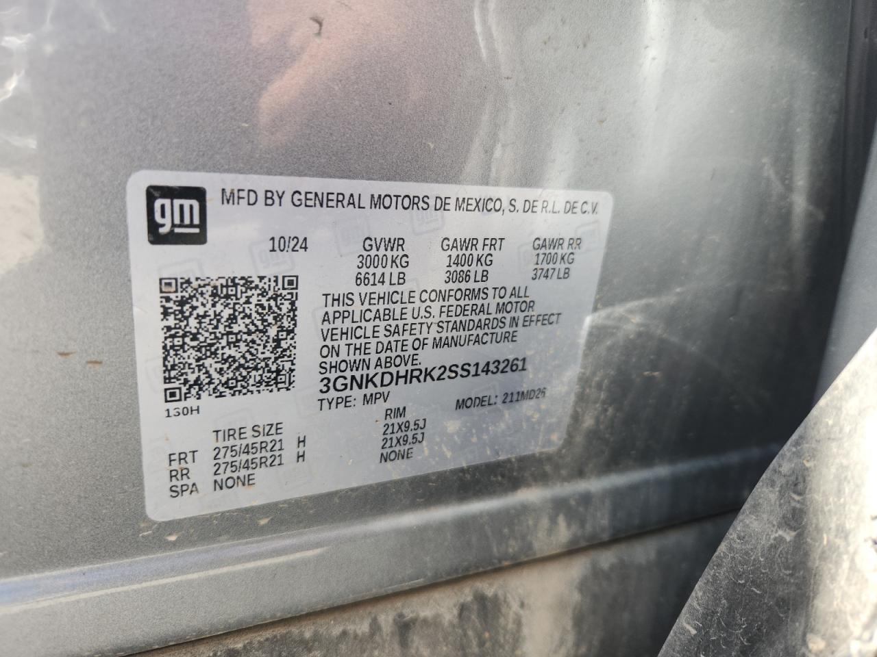 2025 Chevrolet Blazer Rs VIN: 3GNKDHRK2SS143261 Lot: 85849655