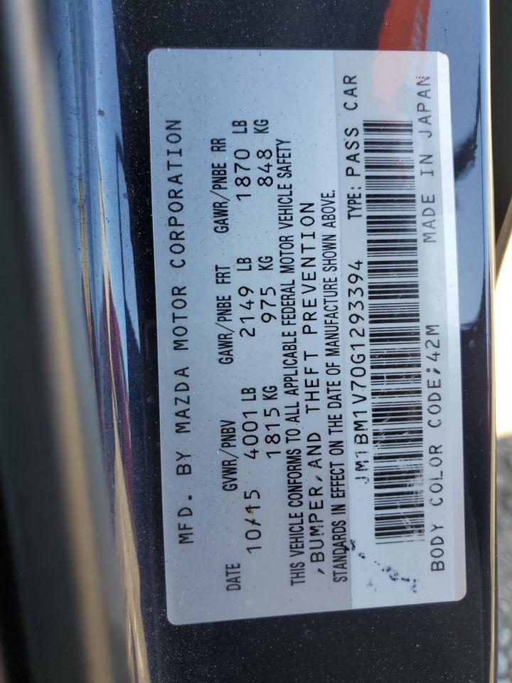 2016 Mazda 3 Touring VIN: JM1BM1V70G1293394 Lot: 81926405