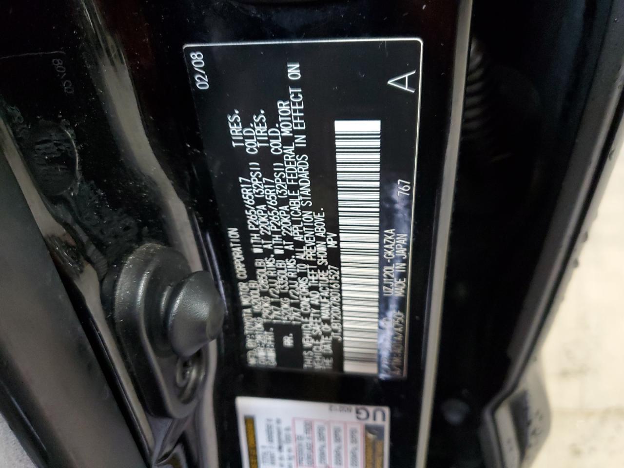 2008 Lexus Gx 470 VIN: JTJBT20X780161527 Lot: 89525865