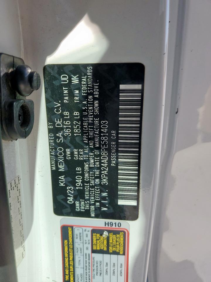 2023 Kia Rio Lx VIN: 3KPA24AD8PE581403 Lot: 91056205