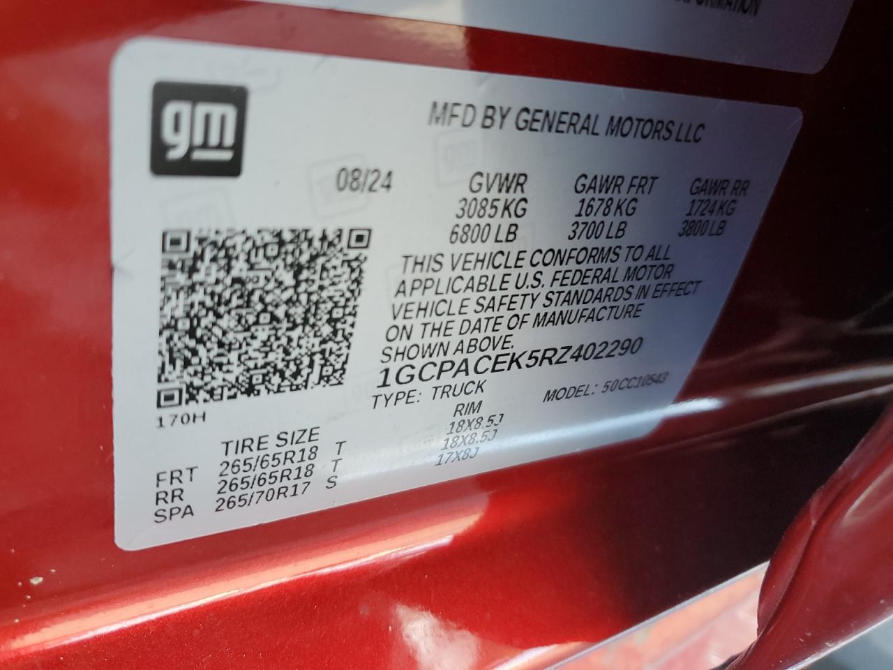 2024 Chevrolet Silverado C1500 Lt VIN: 1GCPACEK5RZ402290 Lot: 86075615