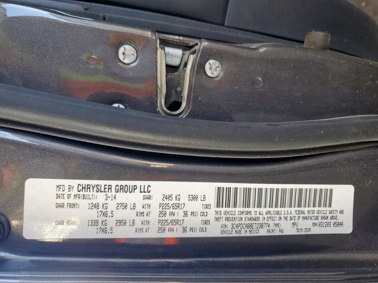 2014 Dodge Journey Se VIN: 3C4PDCAB8ET238774 Lot: 90953645