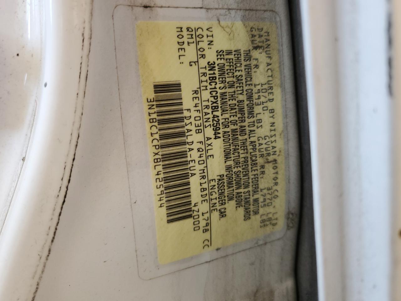 2011 Nissan Versa S VIN: 3N1BC1CPXBL425944 Lot: 85516045