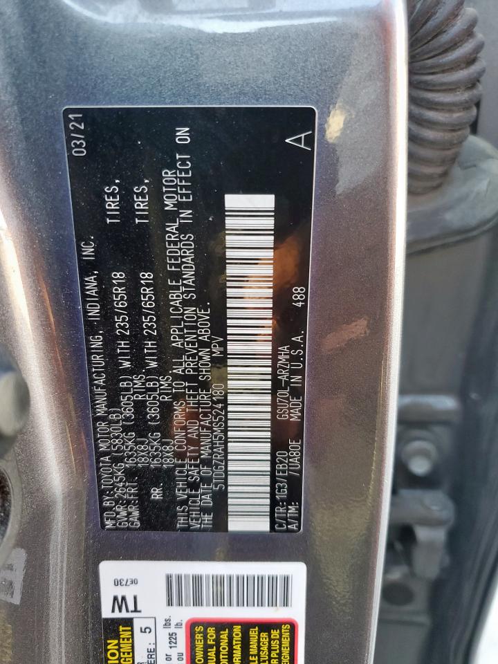 2021 Toyota Highlander Xle VIN: 5TDGZRAH5MS524180 Lot: 84710165