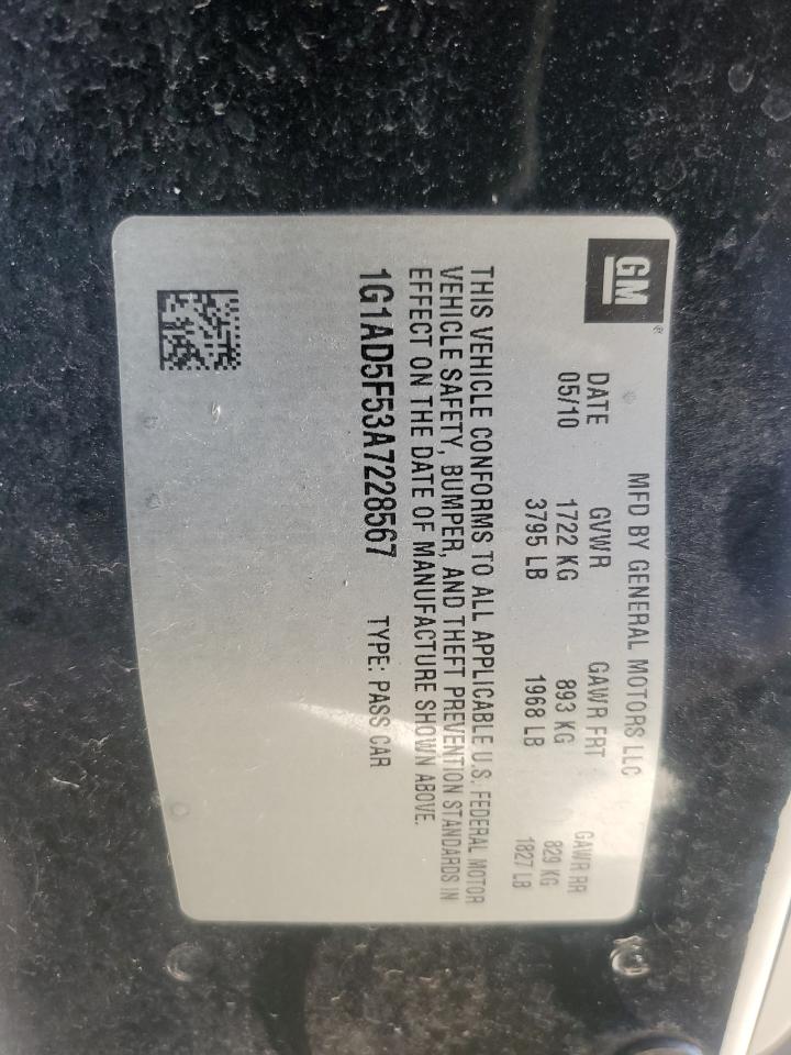 2010 Chevrolet Cobalt 1Lt VIN: 1G1AD5F53A7228567 Lot: 87219685