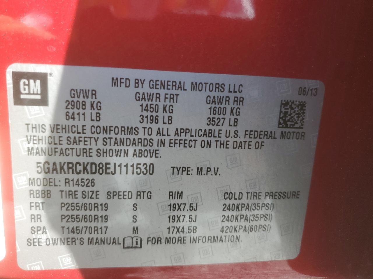 2014 Buick Enclave VIN: 5GAKRCKD8EJ111530 Lot: 90860165