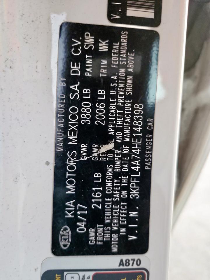 2017 Kia Forte Lx VIN: 3KPFL4A74HE148398 Lot: 84884935