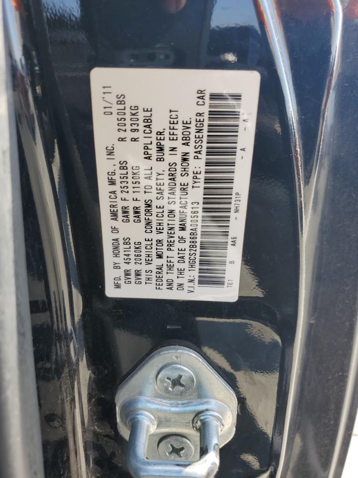 2011 Honda Accord Exl VIN: 1HGCS2B86BA005613 Lot: 85462615