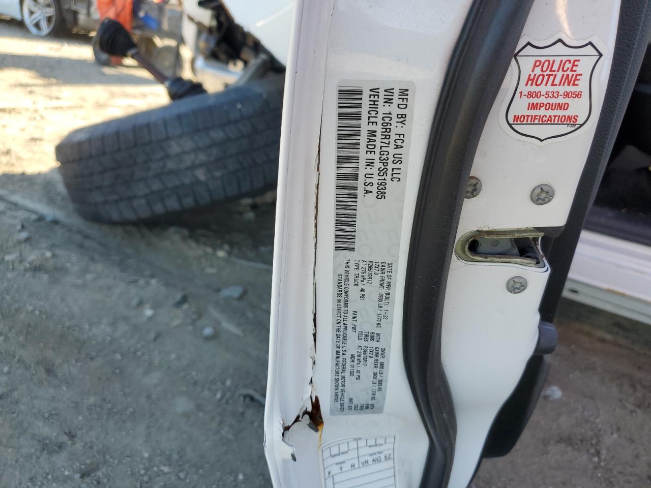 2023 Ram 1500 Classic Slt VIN: 1C6RR7LG3PS519385 Lot: 87274045