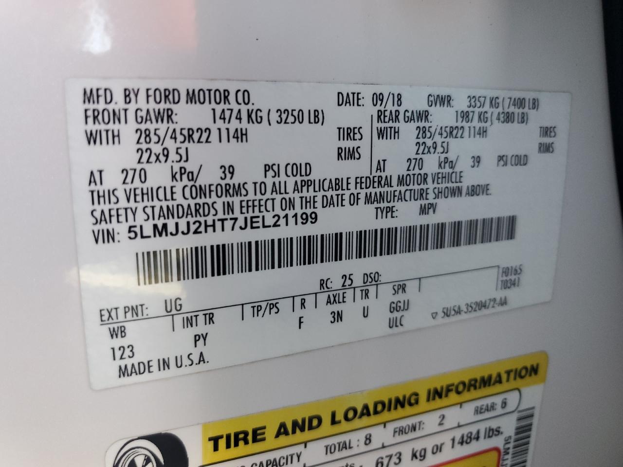 2018 Lincoln Navigator Select VIN: 5LMJJ2HT7JEL21199 Lot: 81951625