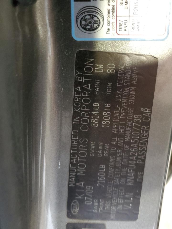 2010 Kia Forte Ex VIN: KNAFU4A26A5107738 Lot: 81952765