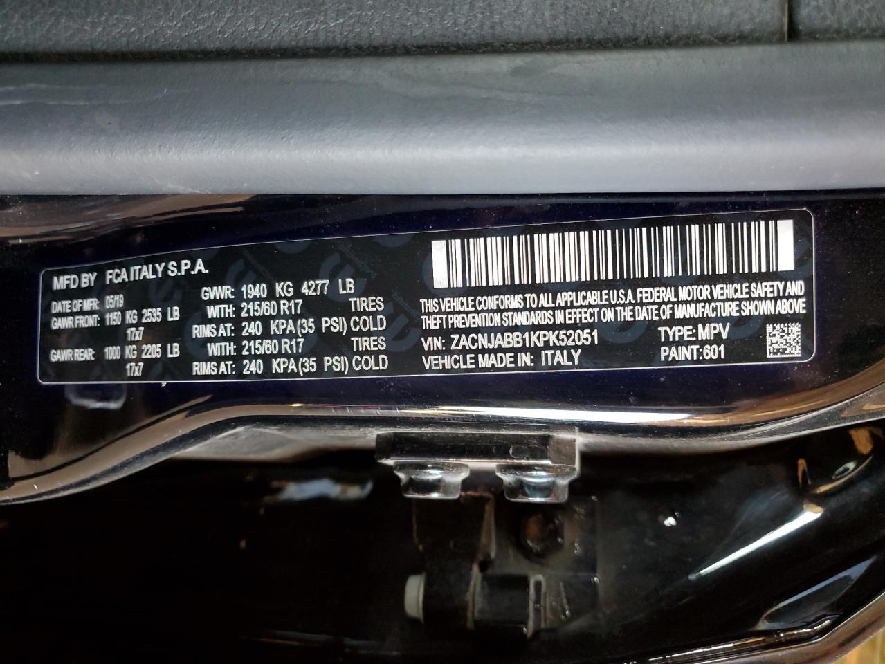 2019 Jeep Renegade Latitude VIN: ZACNJABB1KPK52051 Lot: 86478635