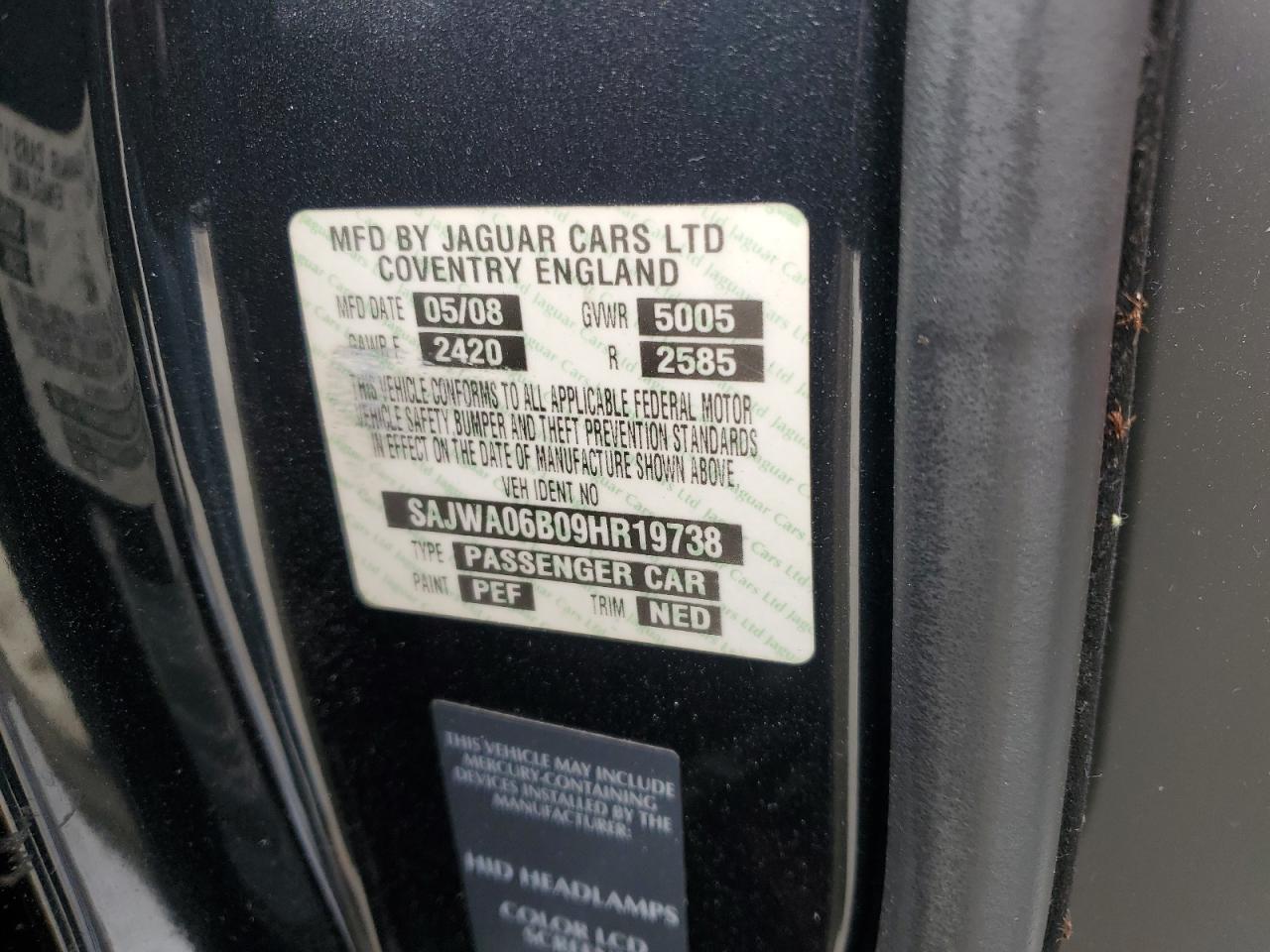 2009 Jaguar Xf Premium Luxury VIN: SAJWA06B09HR19738 Lot: 82345055