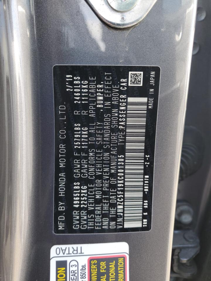 2019 Honda Clarity VIN: JHMZC5F19KC001305 Lot: 86686775