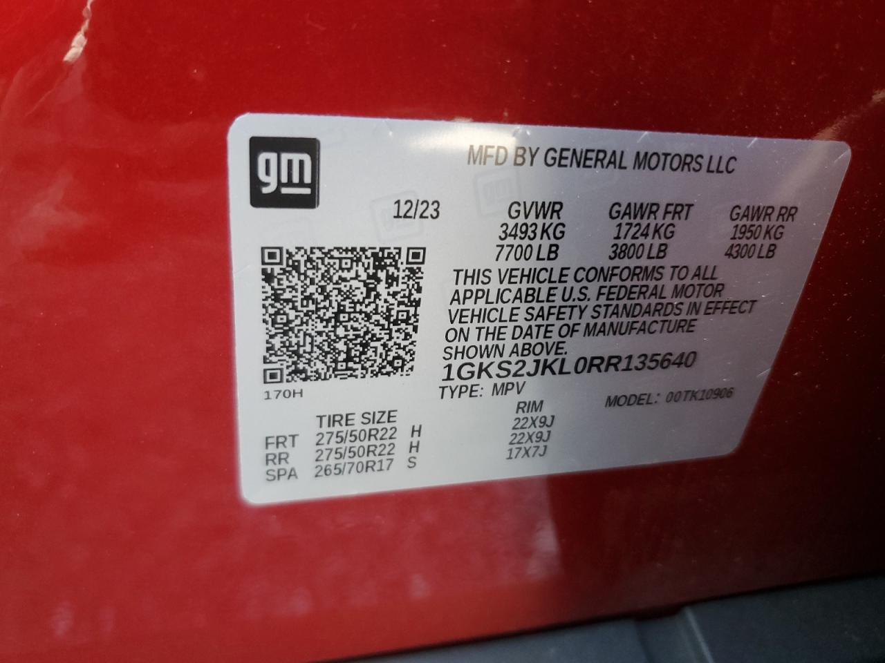 2024 GMC Yukon Xl Denali VIN: 1GKS2JKL0RR135640 Lot: 85129125