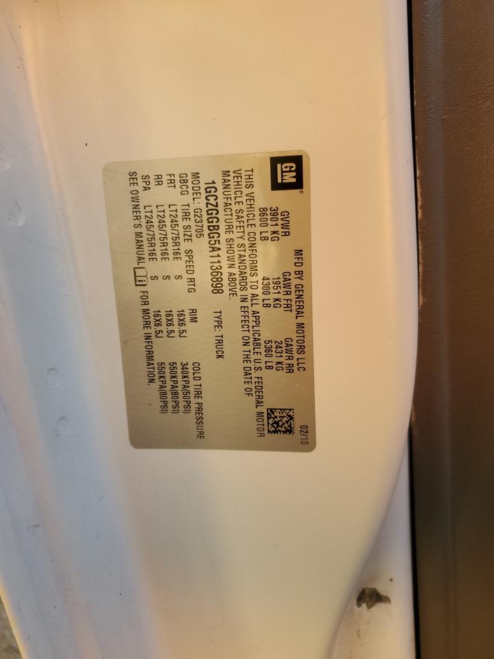 2010 Chevrolet Express G2500 VIN: 1GCZGGBG5A1136898 Lot: 87245265