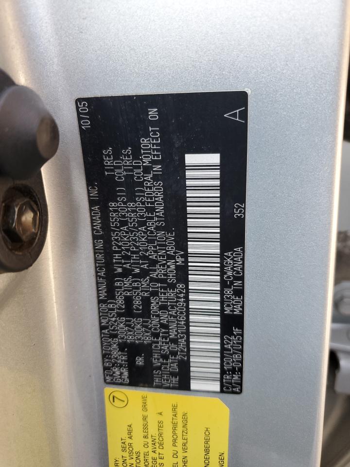 2006 Lexus Rx 330 VIN: 2T2HA31U46C094428 Lot: 86193905