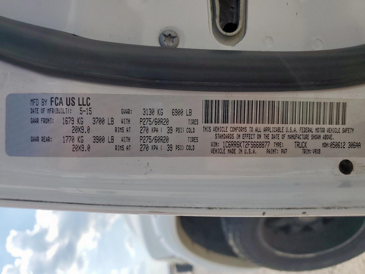 2015 Ram 1500 St VIN: 1C6RR6KT2FS668877 Lot: 71699725