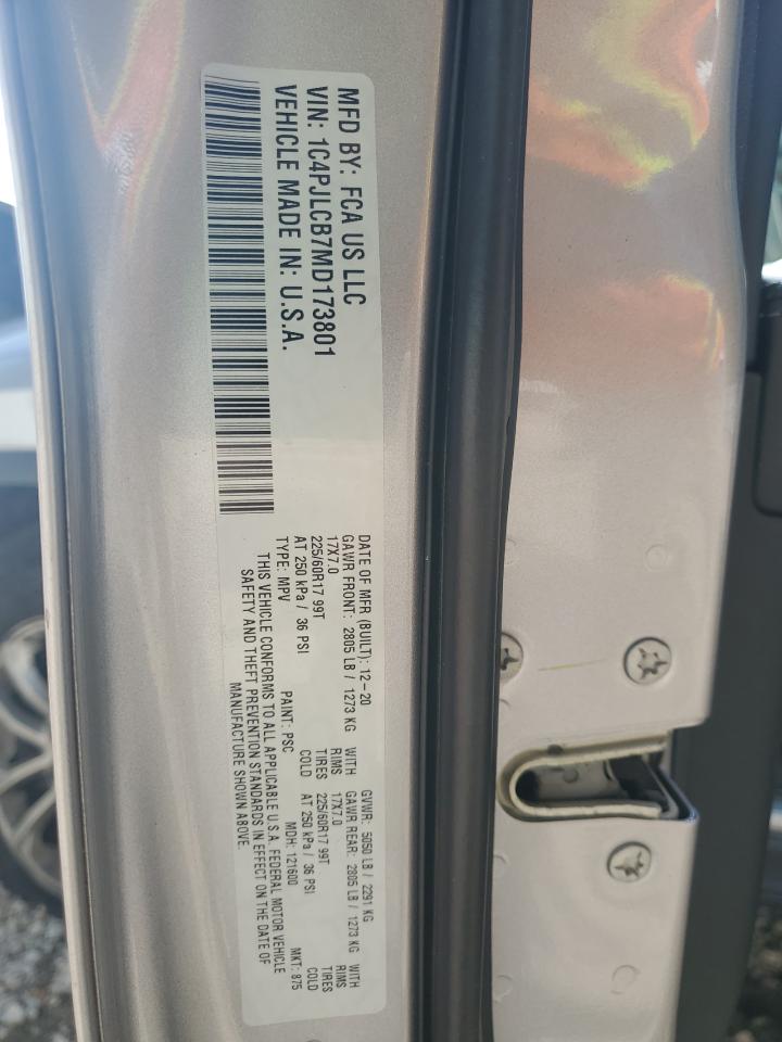 2021 Jeep Cherokee Latitude VIN: 1C4PJLCB7MD173801 Lot: 82178385