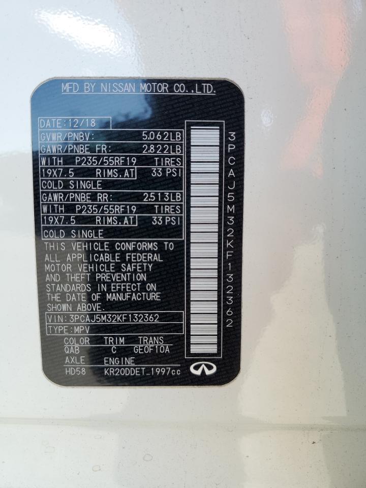 2019 Infiniti Qx50 Essential VIN: 3PCAJ5M32KF132362 Lot: 85547435