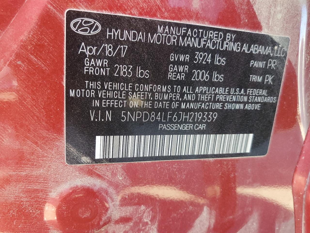 2018 Hyundai Elantra Sel VIN: 5NPD84LF6JH219339 Lot: 86270175