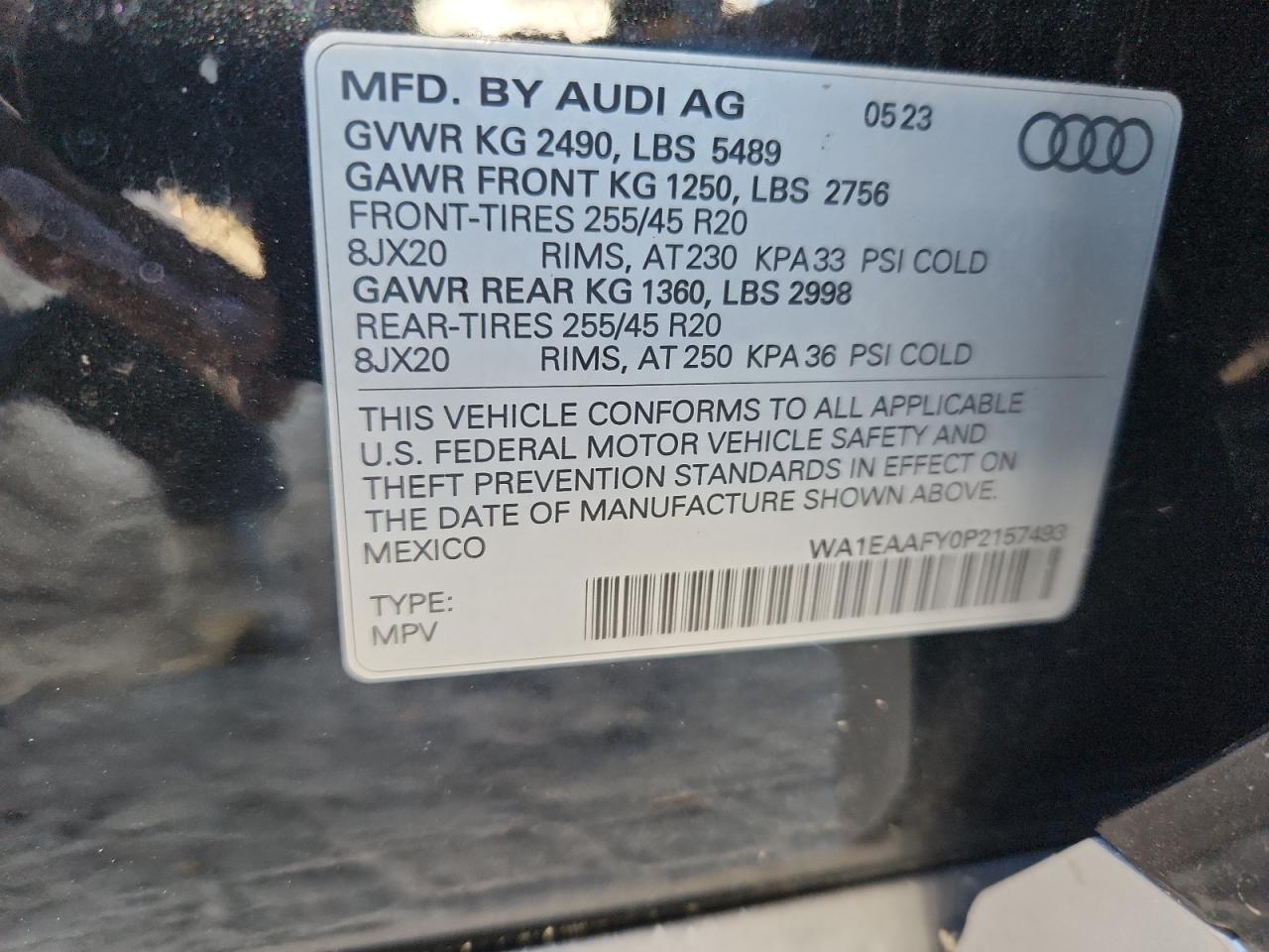 2023 Audi Q5 Premium Plus 45 VIN: WA1EAAFY0P2157493 Lot: 89485195