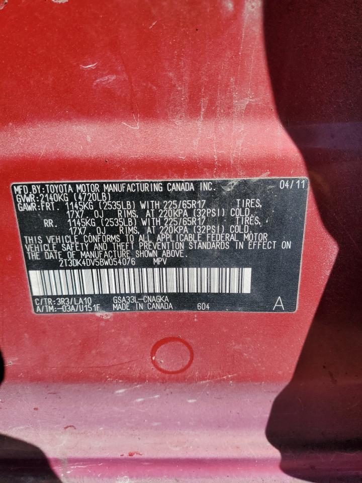 2011 Toyota Rav4 Limited VIN: 2T3DK4DV5BW054076 Lot: 85894295