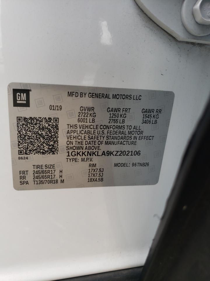 2019 GMC Acadia Sle VIN: 1GKKNKLA9KZ202106 Lot: 89624145