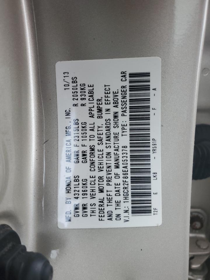 2014 Honda Accord Exl VIN: 1HGCR2F86EA053378 Lot: 85175955