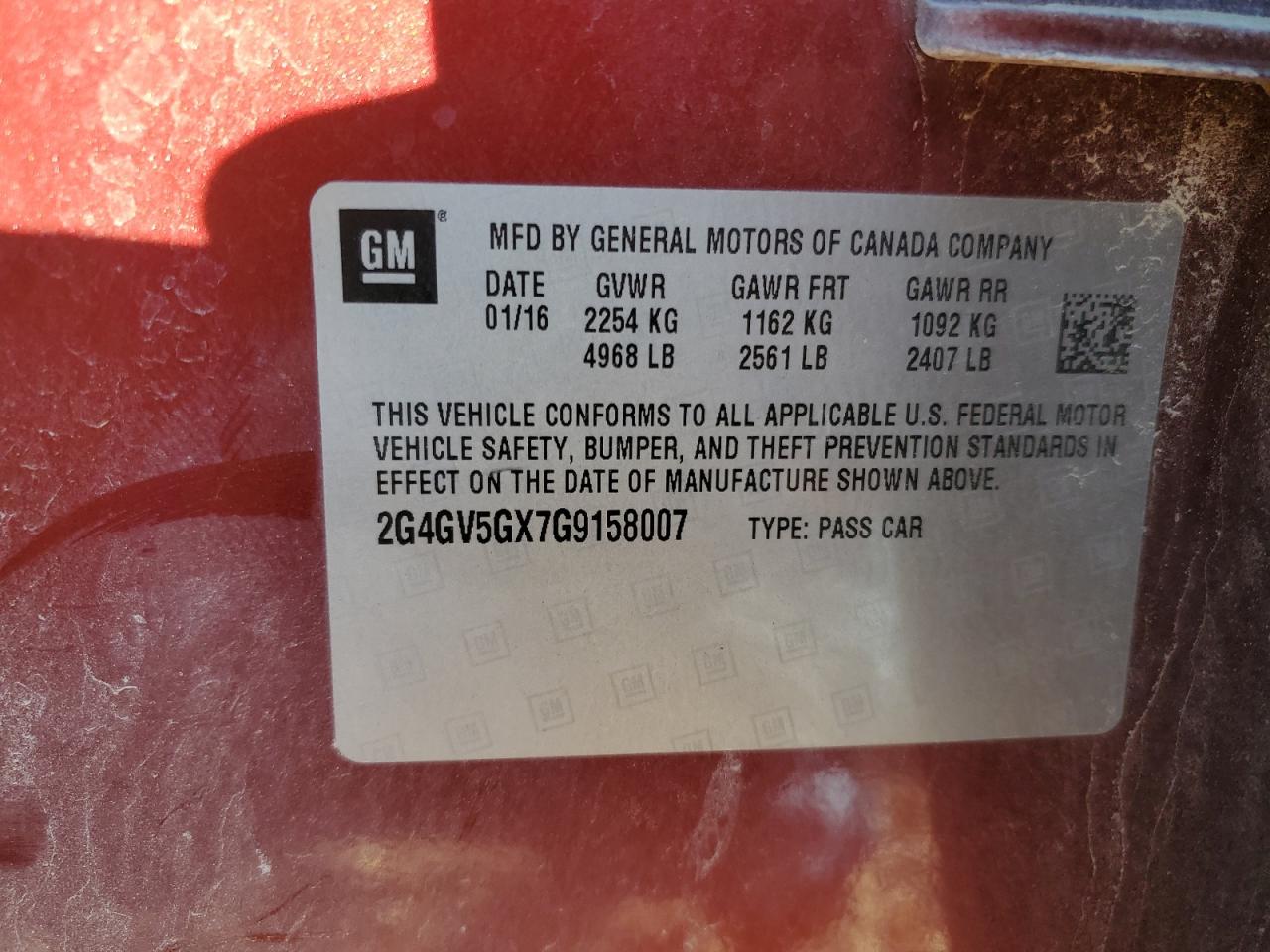 2016 Buick Regal Gs VIN: 2G4GV5GX7G9158007 Lot: 90266315