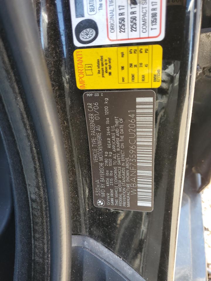 2006 BMW 530 Xi VIN: WBANF73596CU20641 Lot: 84287145