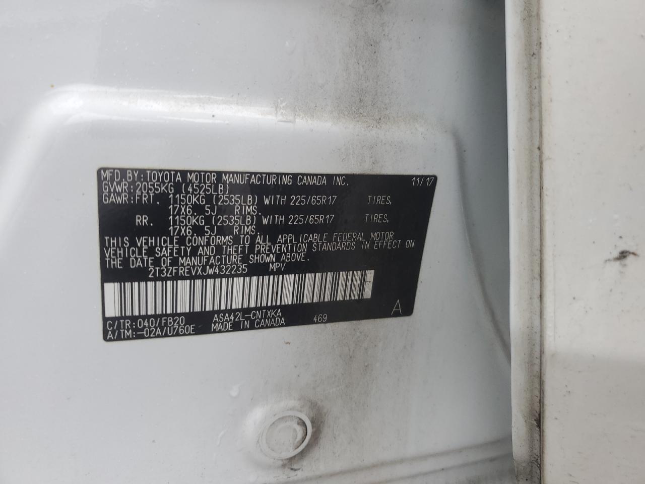 2018 Toyota Rav4 Le VIN: 2T3ZFREVXJW432235 Lot: 90469295