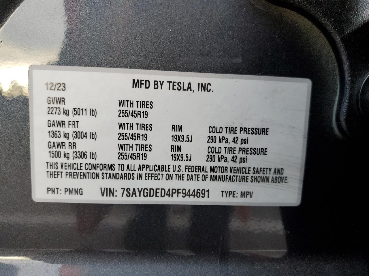 2023 Tesla Model Y VIN: 7SAYGDED4PF944691 Lot: 84773125