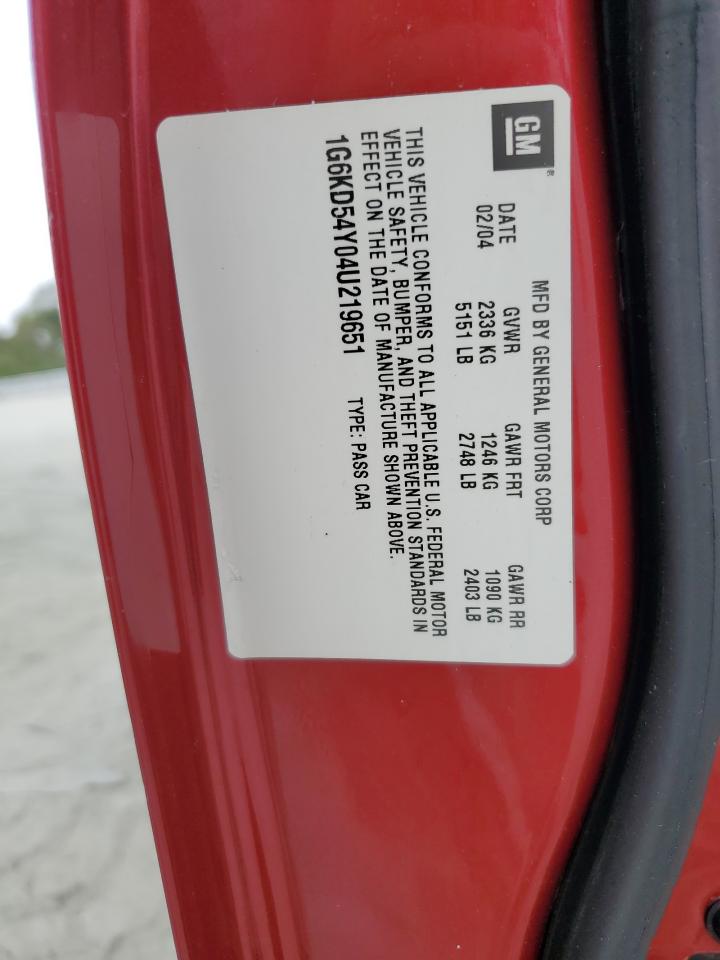 2004 Cadillac Deville VIN: 1G6KD54Y04U219651 Lot: 85273505