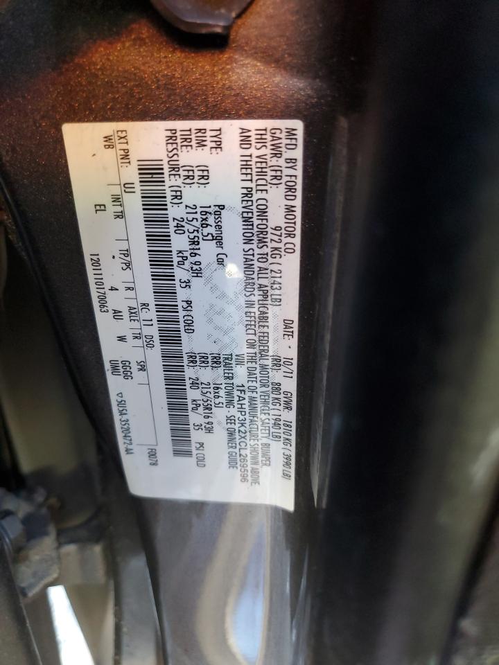 2012 Ford Focus Se VIN: 1FAHP3K2XCL269596 Lot: 84259795