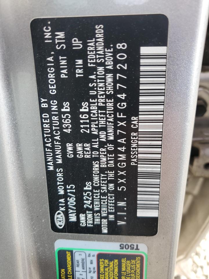 2015 Kia Optima Lx VIN: 5XXGM4A7XFG477208 Lot: 82340685