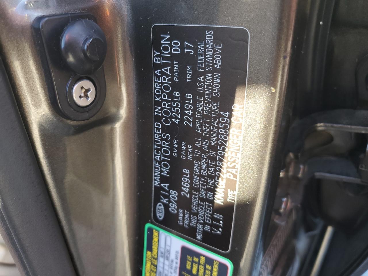 2009 Kia Optima Lx VIN: KNAGE228795288594 Lot: 84883805