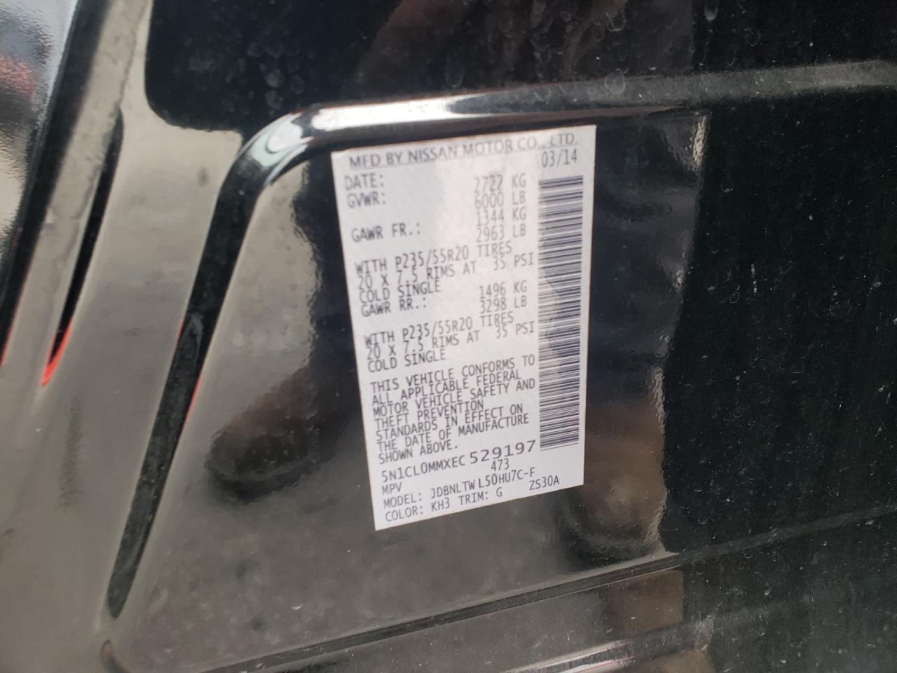 2014 Infiniti Qx60 Hybrid VIN: 5N1CL0MMXEC529197 Lot: 82348245