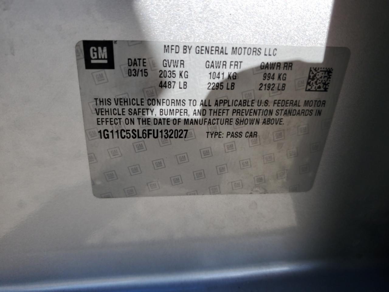 2015 Chevrolet Malibu 1Lt VIN: 1G11C5SL6FU132027 Lot: 85480845
