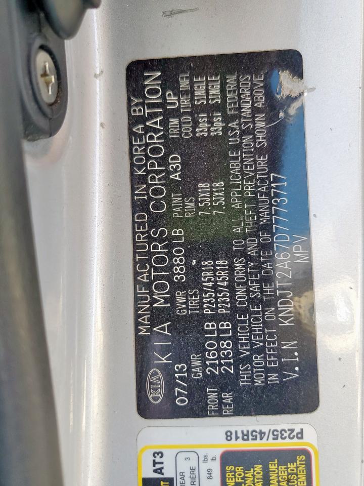 2013 Kia Soul + VIN: KNDJT2A67D7773717 Lot: 86428395