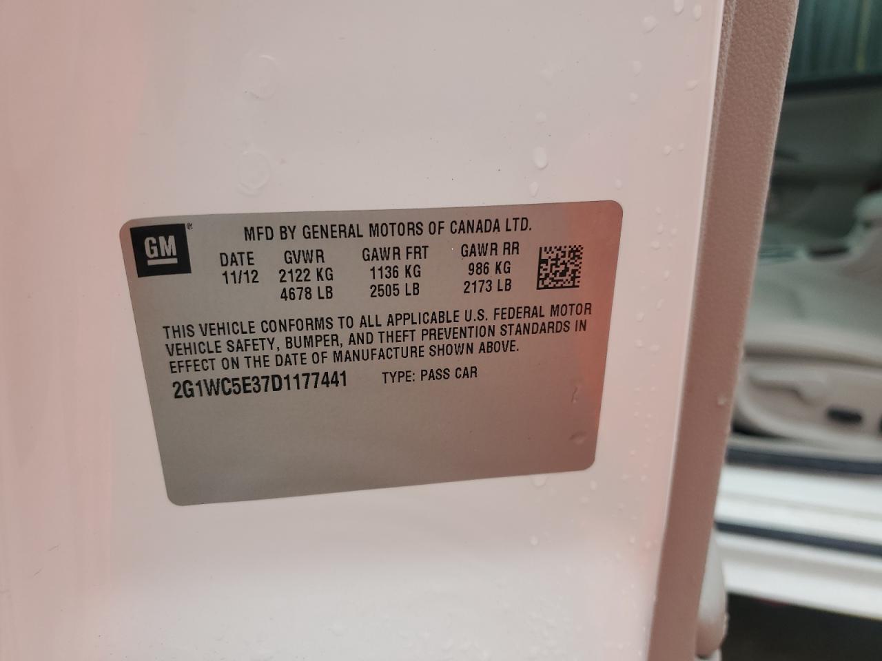 2013 Chevrolet Impala Ltz VIN: 2G1WC5E37D1177441 Lot: 82254655