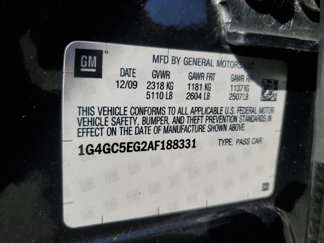 2010 Buick Lacrosse Cxl VIN: 1G4GC5EG2AF188331 Lot: 85566785