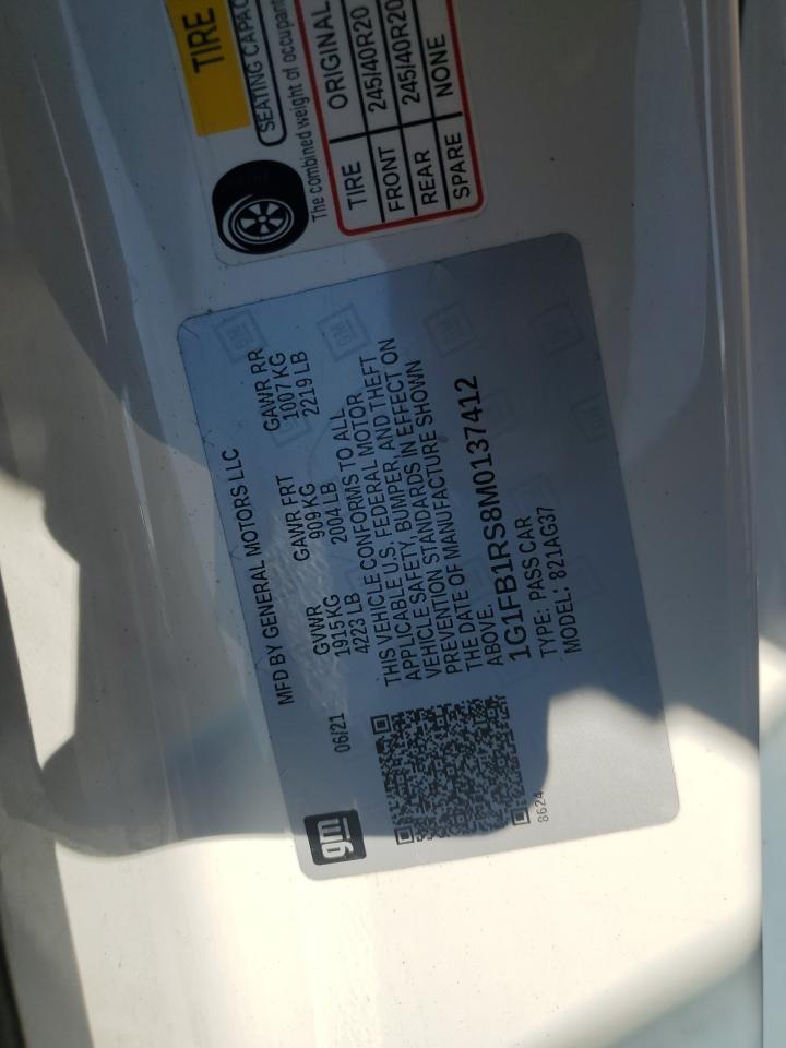 2021 Chevrolet Camaro Ls VIN: 1G1FB1RS8M0137412 Lot: 82286325